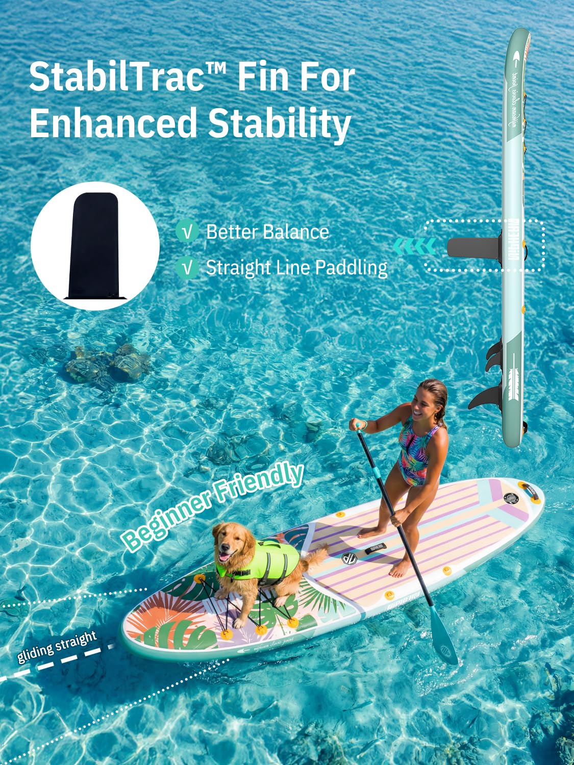 Niphean Inflatable Stand Up Paddle Board with SUP Accessories, Anti-Slip EVA Deck, 10’6’’ Inflatable Paddle Boards for Adults & Youth of All Skill Levels