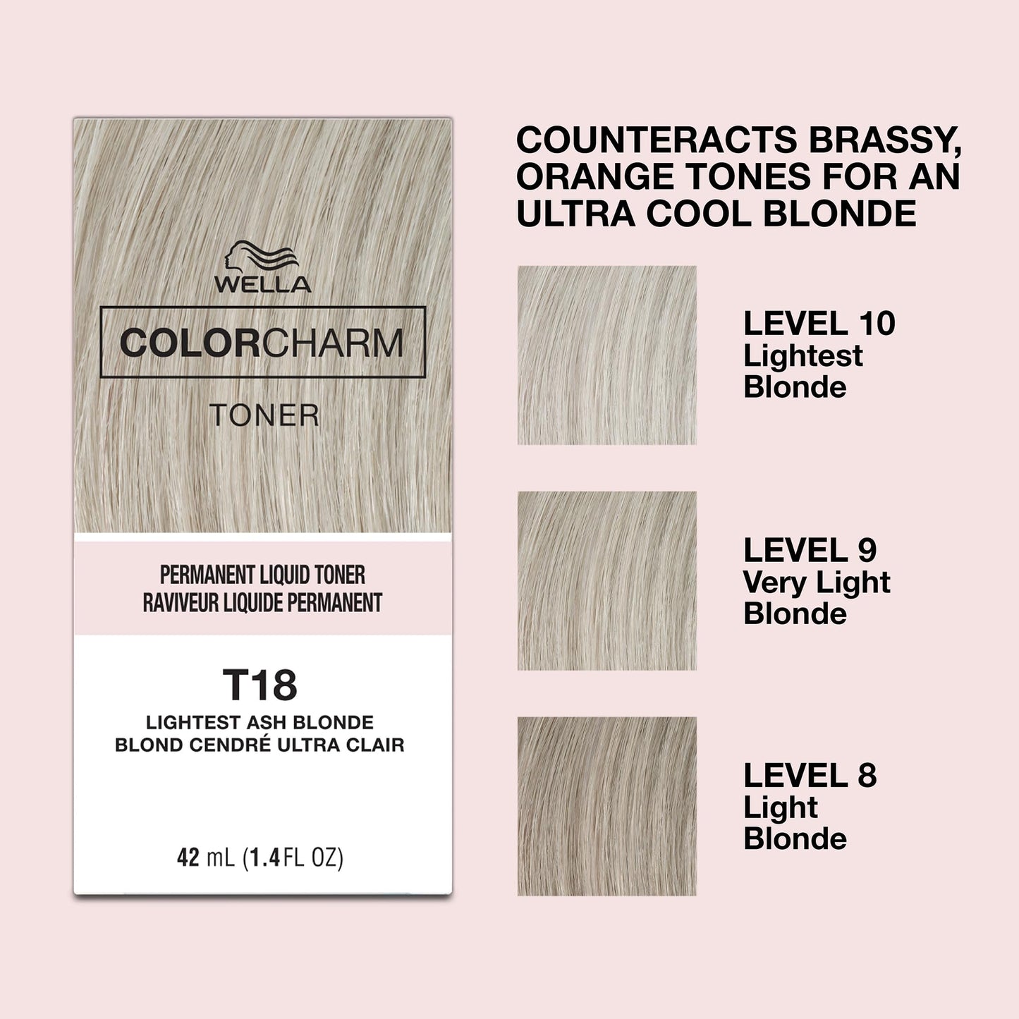 COLORCHARM Permanente Flüssigtönungen | Neutralisiert Gelbstich | Frei von Parabenen | Vegan | T18 Hellstes Aschblond | 41 ml