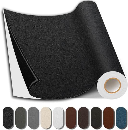Leather Repair Kit, 17X79 inch Self Adhesive Leather Patch Waterproof, DIY Large Vinyl Patches for Couches, Furniture, Kitchen Cabinets, Wall （Black, 17X79 inch）