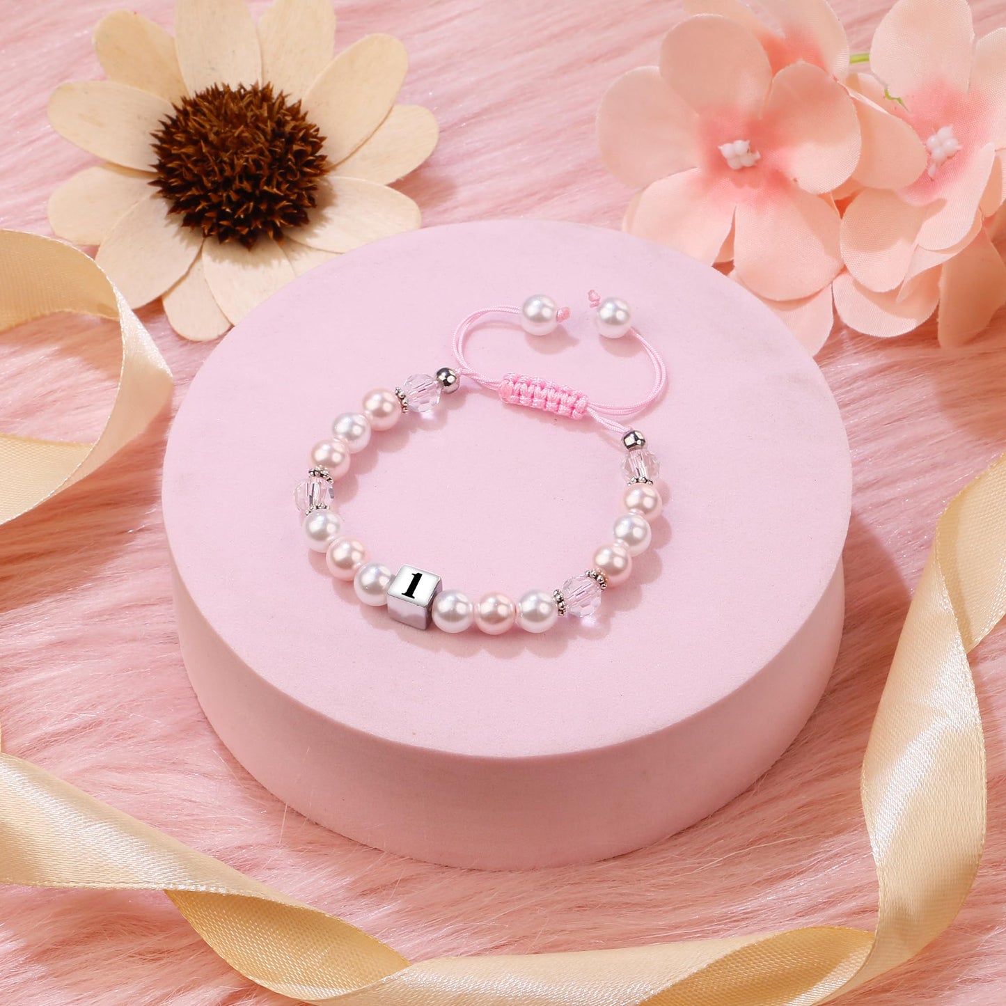 Sereney 5 Jahre altes Mädchen Geburtstagsgeschenkideen, verstellbares rosa-weißes Perlenarmband als Fünf-Jahres-5-Jahre-altes 5. Geburtstagsgeschenk für Teenager-Mädchen, Tochter, Nichte, Enkelin