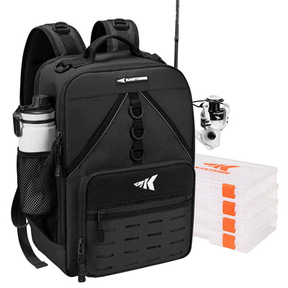 KastKing KarryAll Fishing Tackle Backpack with Rod Holder 4 Tackle Boxes,40/26L Tackle Bag Storage Fishing Gear and Equipment