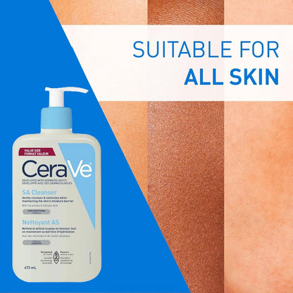 CeraVe Salicylic Acid Reinigung, Erneuerndes Peeling-Gesichtswaschmittel mit Vitamin D für normale Haut, parfümfrei, von CeraVe verifiziert, 473 ml