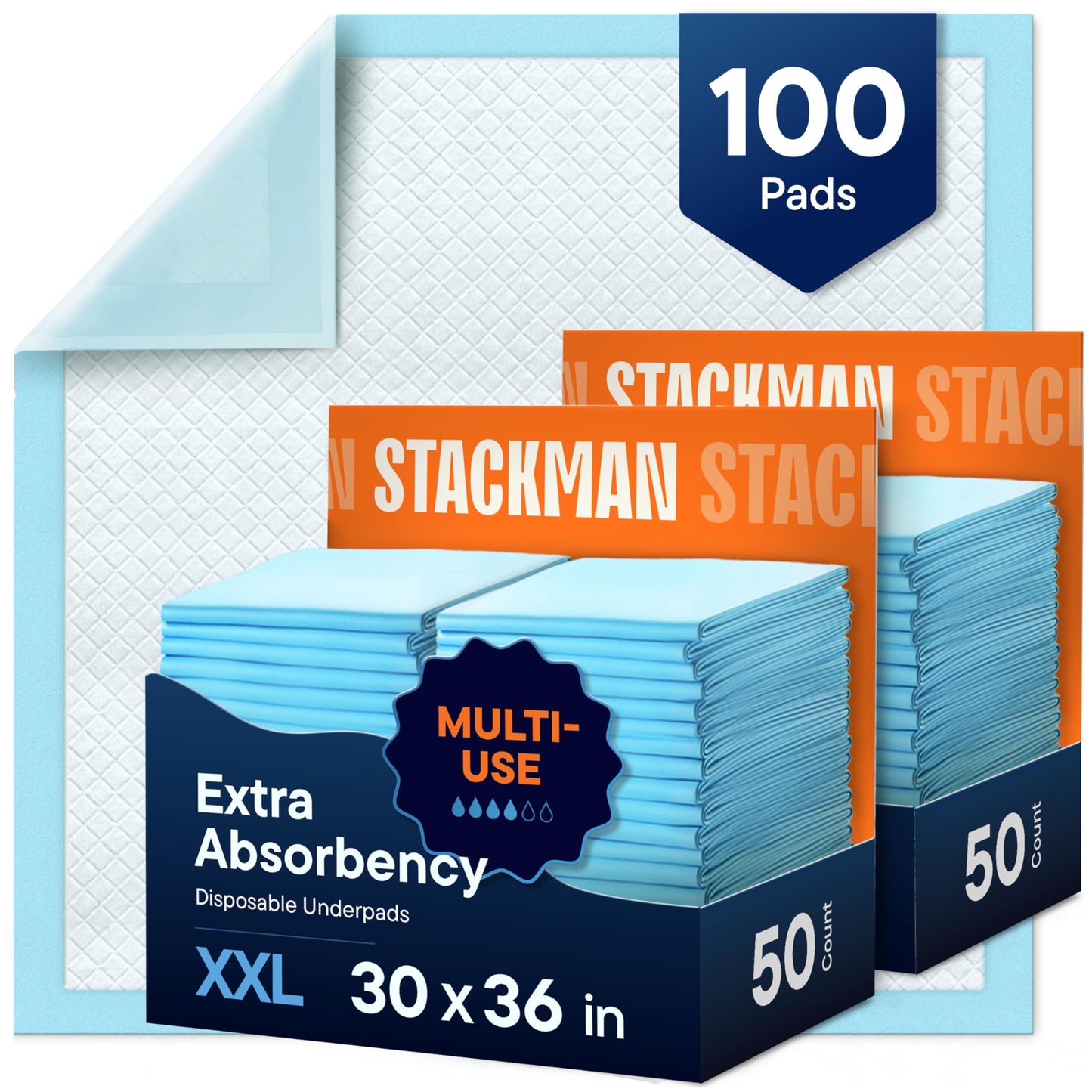 Chucks Pads Disposable [100-Pack] Adult Incontinence Underpads 23"x36" Large Super Absorbent Protective Bed Pads, Leak-Proof Pads – Pee Pads for Kids, Adults and Pets – Dog & Puppy Training Pads