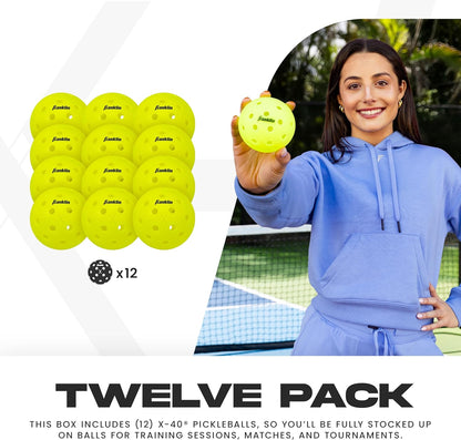 Franklin Sports Outdoor-Pickleballs – X-40 Pickleballbälle – von USA Pickleball (USAPA) zugelassen – offizieller US Open Ball – 3er-, 12er- und 100er-Bulk-Packs Pickleballs