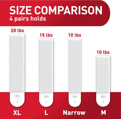 Command Large Picture Hanging Strips, Damage Free Hanging Picture Hangers, Wall Adhesives for Wall Decor, 12 White Adhesive Pairs (24 Command Strips)