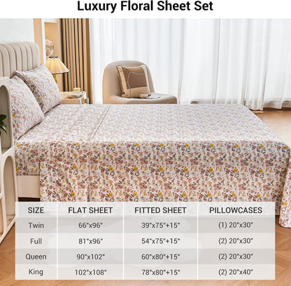 Viviland Floral Queen Sheet Set - A Cozy Addition to Your Bedroom