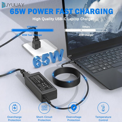 VJYUIJAY Universal 65W USB C Laptop Charger