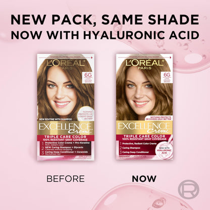 L'Oréal Paris Excellence Crème Permanente Haarfarbe, dreifache Pflegehaarfarbe mit Hyaluronsäure für 100% Grauabdeckung, 4AR Dunkles Schokobraun, 1 Packung (Verpackung kann variieren)