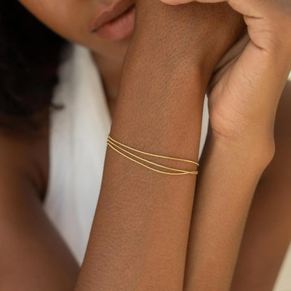 Gold Bracelets for Women, 14K Gold Plated Stackable Bracelet Stack Set Adjustable Charm Paperclip Chain Snake Link Layered Waterproof Jewelry Sets Gifts