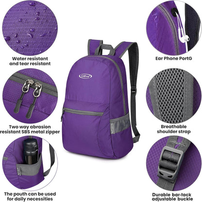 G4Free 20L Lightweight Packable Backpack Foldable Travel Hiking Daypack for Men and Women
