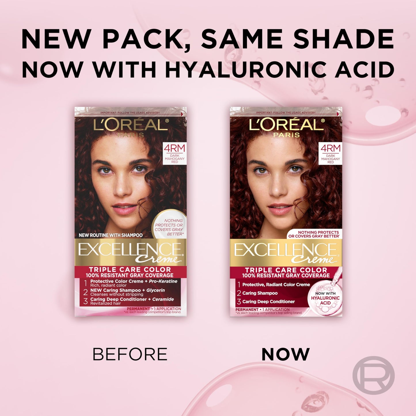 L'Oréal Paris Excellence Crème Permanente Haarfarbe, dreifache Pflegehaarfarbe mit Hyaluronsäure für 100% Grauabdeckung, 4AR Dunkles Schokobraun, 1 Packung (Verpackung kann variieren)
