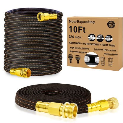 50FT Flexible Garden Hose & 10Modes Nozzle,None Expanding Lightweight Water Hose,Kink-Free,All-Weather 3/4 in. Hose for RV,Boat,Car Wash,Garden,Yard,Camper,Outdoor (Orange-Black, 50 Feet)