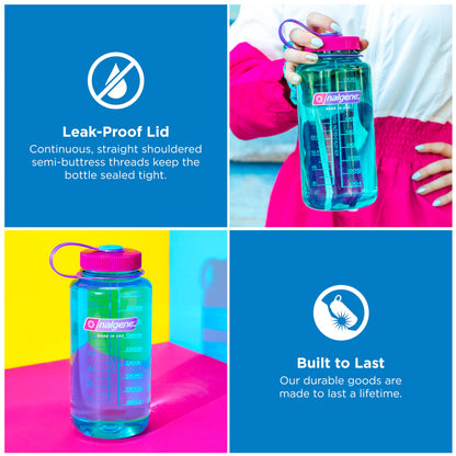 Nalgene 32 oz Wide Mouth Water Bottle | BPA-Free, Durable & Leak Proof, Lightweight Bottle for Hiking & Gym, Work & Travel