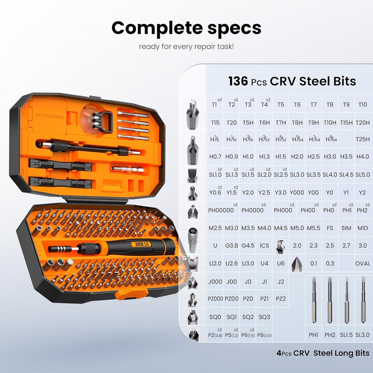 JOREST 40Pcs Small Precision Screwdriver Set, Mini Tool Kit with Torx T5 T6 T8 T9, Triwing Y00, Star Pentalobe, Repair for Ring Doorbell, Laptop, PC, Switch, PS5, Xbox, MacBook, iPhone, Watch, Glasses