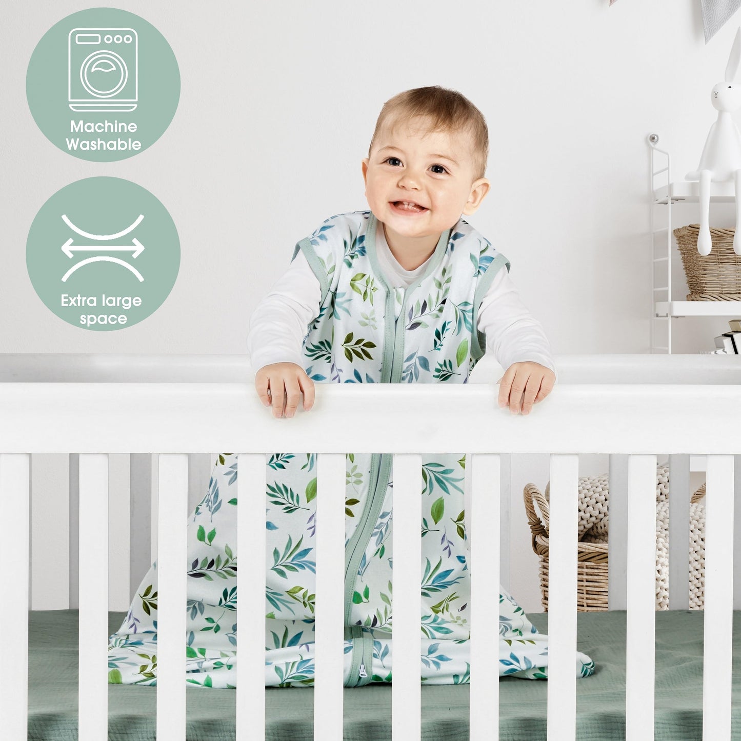 BSTOPPT Fleece Newborn Sleep Sack Baby Swaddle,3-Way Adjustable Wearable Blanket,2 Pack Fleece Swaddling sleeping bag TOG 2.0， (Blue&Green, 0-3 Months)