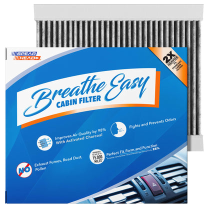 Spearhead Odor Defense Breathe Easy AC & Heater Cabin Filter | Fits Select 2016-2025 Toyota, Lexus, Subaru, 2016-2023 CX-9 Like OEM | Up to 25% Longer Lasting w/Activated Carbon (BE-157)