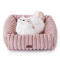 Bedsure ComfyFleece™ Cute Dog Bed for Small Medium Dogs - Washable Furry Puppy Beds, Rectangle Orthopedic Corduroy Fleece Pet Beds with Removable Zipper Cover, 25x21x7inches, Cream
