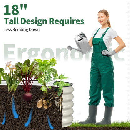 Kesfitt Raised Garden Bed, 5x2x1 FT Galvanized Steel Metal Raised Garden Bed, Oval Open-Bottom Design, 12-Inch Deep for Outdoor Vegetable & Herb Gardening, Fruit Green