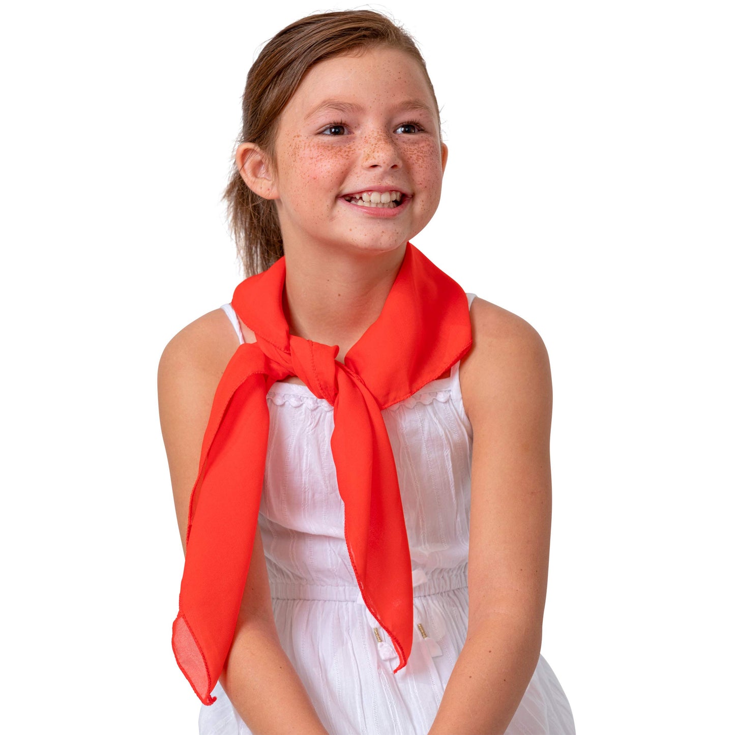 Skeleteen Chiffon Kopf-Halstuch – Rot Klassische Retro Transparente Quadratische Kopftücher Tücher Handtaschenbänder für Frauen und Mädchen