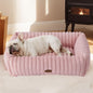 Bedsure ComfyFleece™ Cute Dog Bed for Small Medium Dogs - Washable Furry Puppy Beds, Rectangle Orthopedic Corduroy Fleece Pet Beds with Removable Zipper Cover, 25x21x7inches, Cream