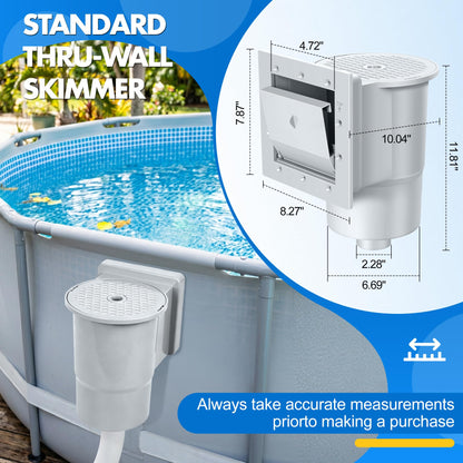 DeeprClean Upgrade Above Ground Pool Skimmer Comes with 3 Socks, Anti-tilt Wall Mount Surface Skimmer, Removable Skimmer Basket, Adjustable Height Bracket, Auto Skimming Pool Surface Leaves - Blue