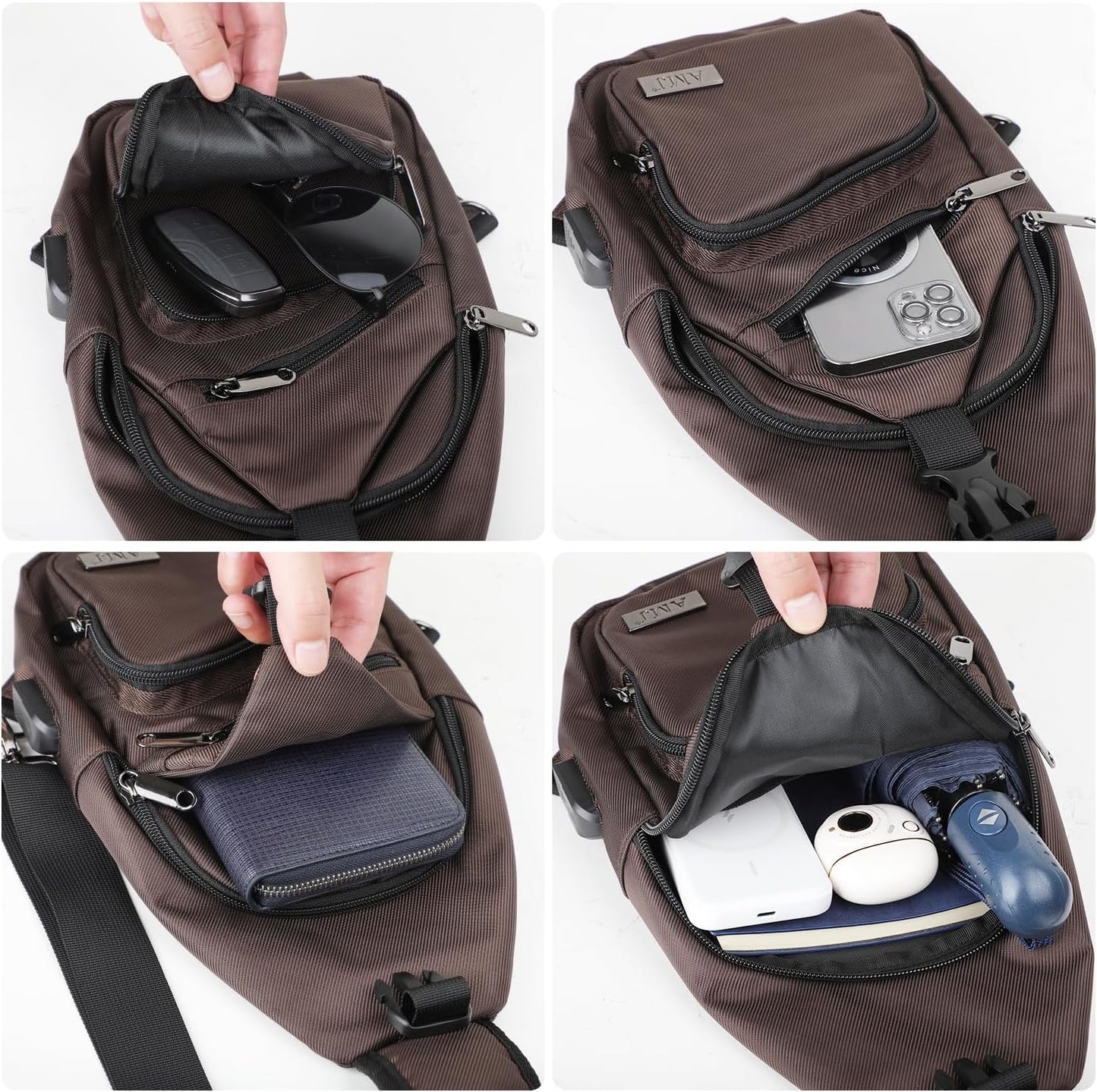 AMJ Sling Bag für Wandern und Outdoor, Umhängetasche, Reise-Brusttasche Daypack für Damen & Herren