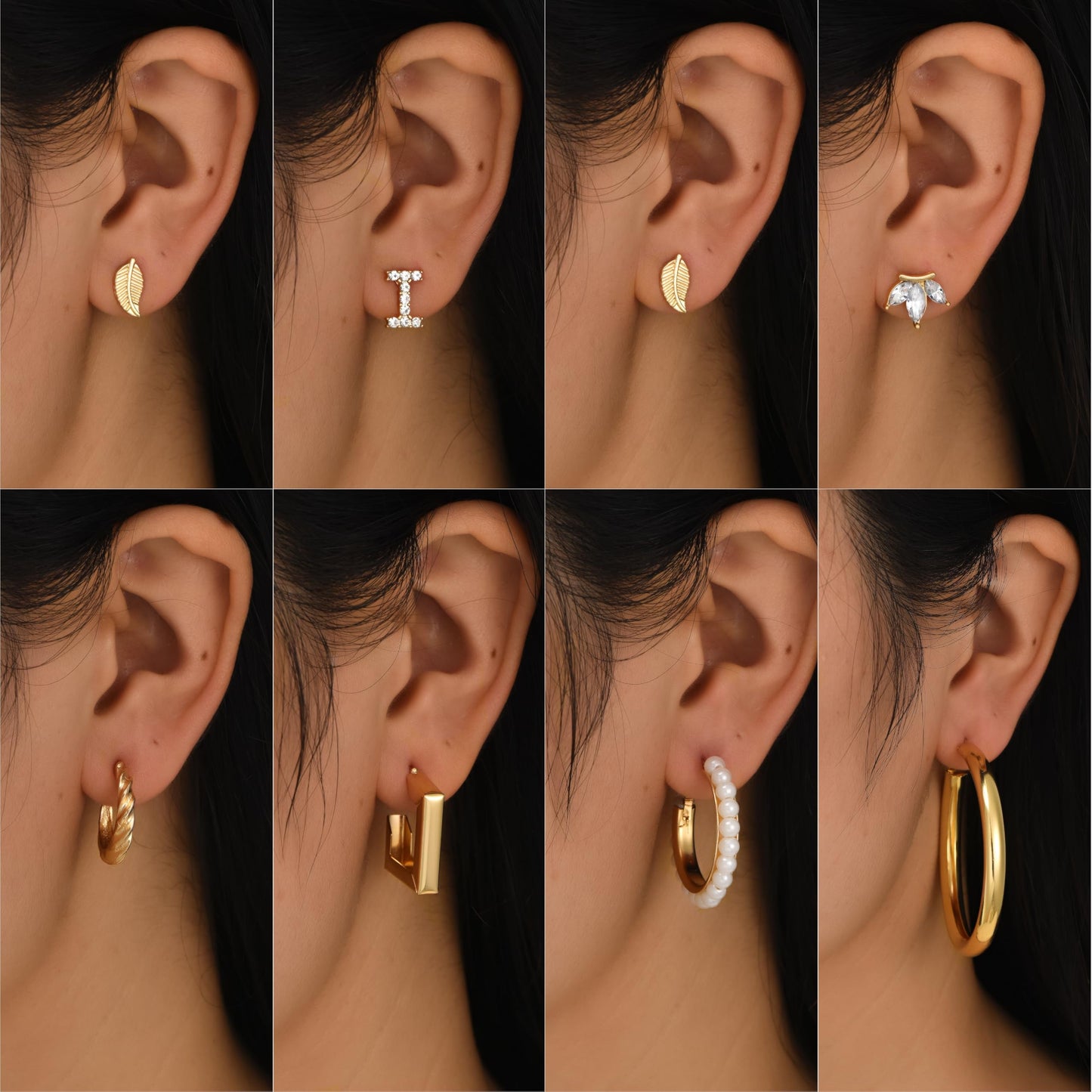 42 Paar goldene Creolen für Damen, Modisches klobiges Perlenohrring-Multipack, gedrehter Statement-Ohrring-Pack, hypoallergene kleine große Creolen für Geburtstagsfeiern (Gold-42 Paare)