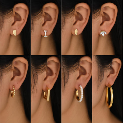 42 Paar goldene Creolen für Damen, Modisches klobiges Perlenohrring-Multipack, gedrehter Statement-Ohrring-Pack, hypoallergene kleine große Creolen für Geburtstagsfeiern (Gold-42 Paare)