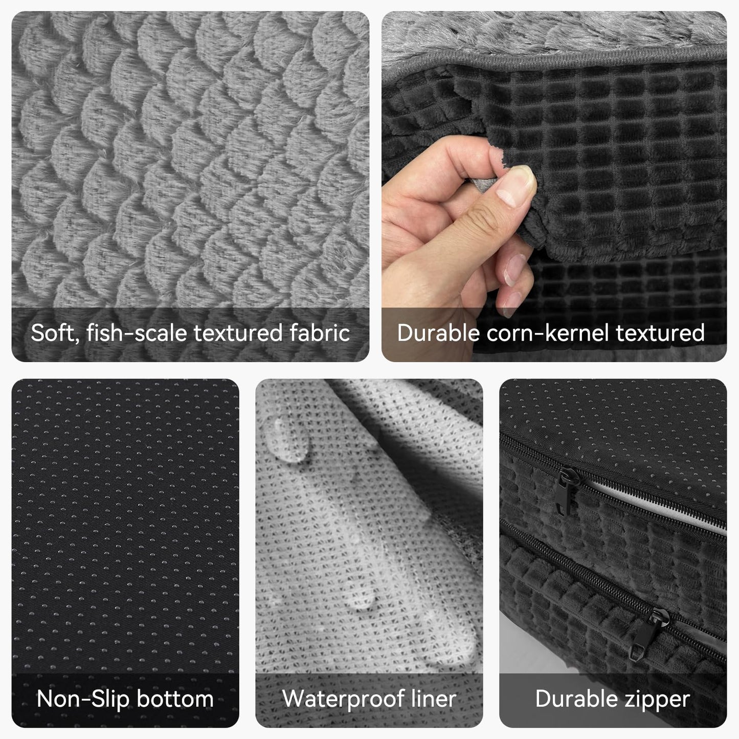 JOEJOY Orthopedic Dog Beds Large Sized Dog, XL Egg-Crate Memory Foam Pet Couch Bed with Bolster Sides, Waterproof Lining, Removable Washable Cover & Non-Slip Bottom, Brown