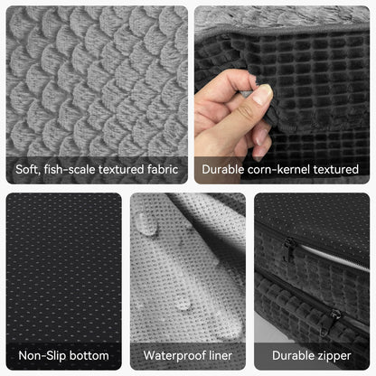 JOEJOY Orthopedic Dog Beds Large Sized Dog, XL Egg-Crate Memory Foam Pet Couch Bed with Bolster Sides, Waterproof Lining, Removable Washable Cover & Non-Slip Bottom, Brown