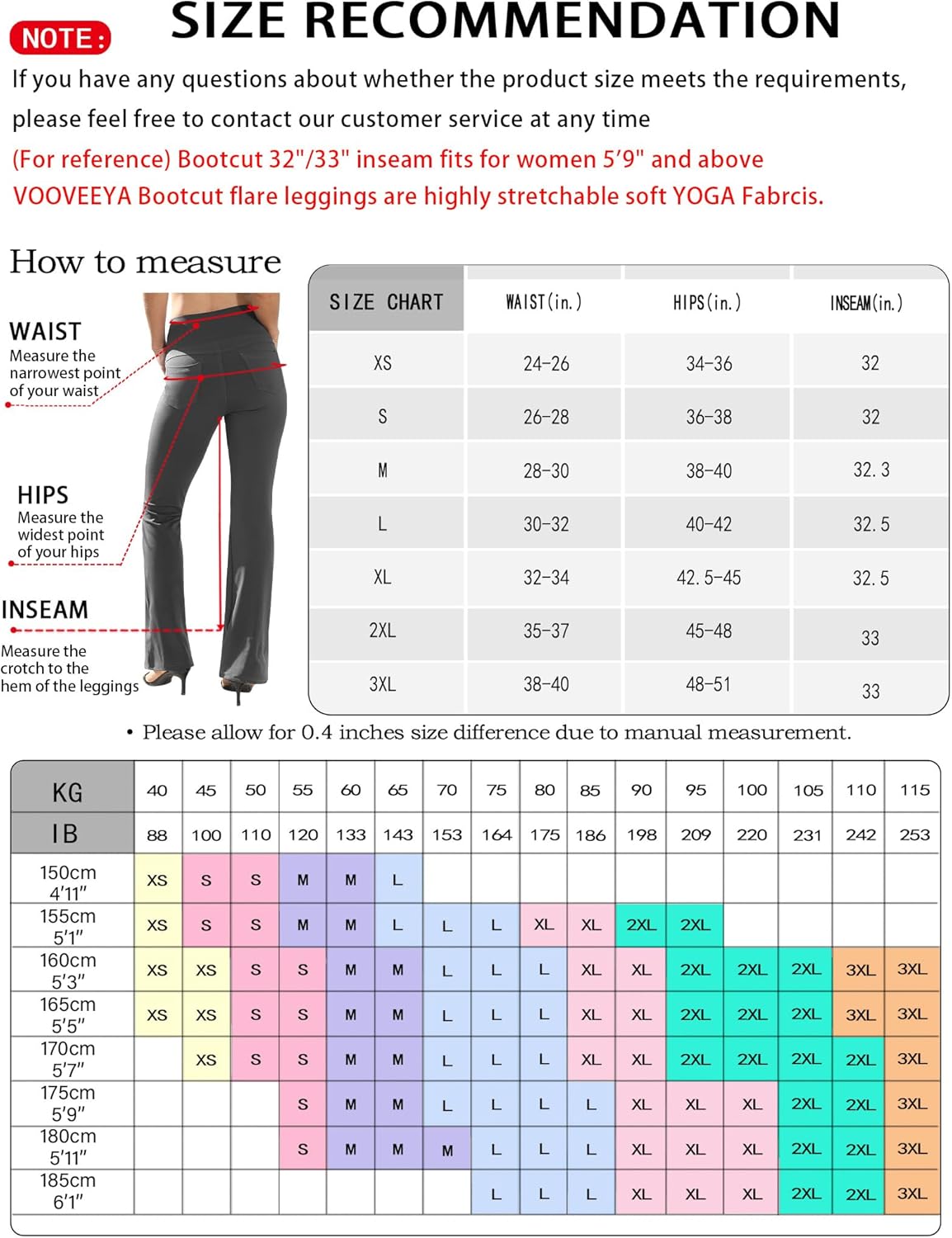 VOOVEEYA Lässige Bootcut Yoga-Hose für Damen, 4 Taschen – Schlagleggings, High Waist, Bauchkontrolle, Bootleg-Arbeitshose