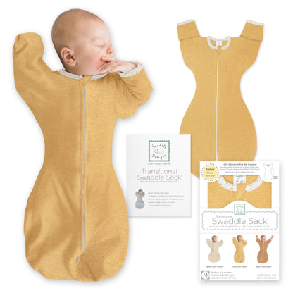 SwaddleDesigns Swaddle Sack with Arms Up Half-Length Sleeves and Mitten Cuffs,