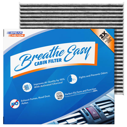 Spearhead Odor Defense Breathe Easy AC & Heater Cabin Filter | Fits Select 2016-2025 Toyota, Lexus, Subaru, 2016-2023 CX-9 Like OEM | Up to 25% Longer Lasting w/Activated Carbon (BE-157)