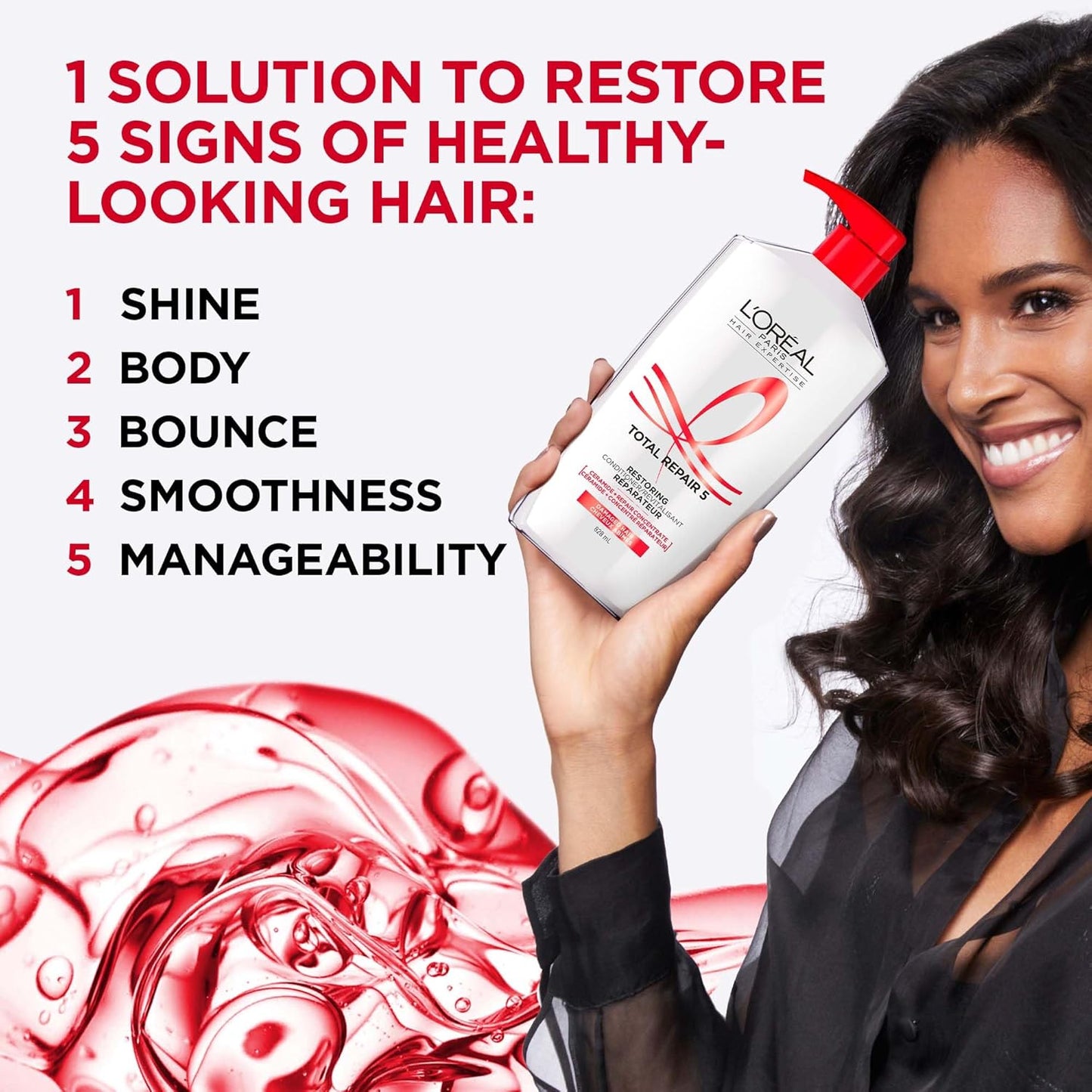 L'Oréal Paris Hair Expertise Total Repair 5 Shampoo für trockenes und strapaziertes Haar, mit Keratin XS Technologie zur Reparatur von Spliss und zur Wiederherstellung der Stärke, 828 ml (Verpackung kann variieren)