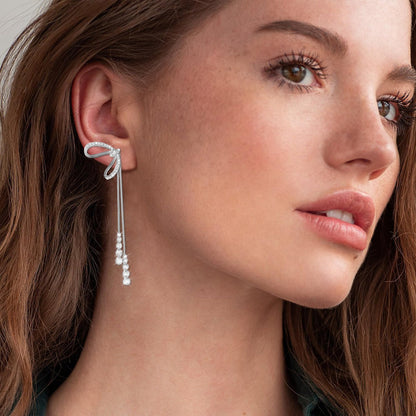 Trinckle Silber Tropfenohrringe mit Perlen, Silber Hängeohrringe für Frauen 5mm Brautperlen Lange Ohrringe für Muttertag, Weiß Boho Accessoires Hochzeitsschmuck, Silber Statement Ohrringe für Abschlussball Geburtstag