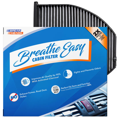 Spearhead Odor Defense Breathe Easy AC & Heater Cabin Filter | Fits Select 2016-2025 Toyota, Lexus, Subaru, 2016-2023 CX-9 Like OEM | Up to 25% Longer Lasting w/Activated Carbon (BE-157)