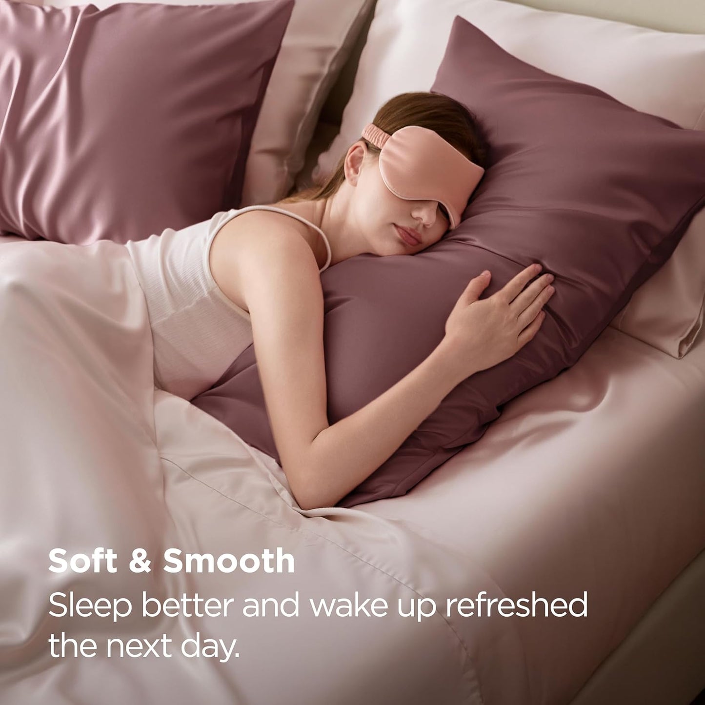 Bedsure Satin-Kissenbezug, Queen-Size, 2er-Pack, Seidenkissenbezügen ähnlich, seidige Kissenhüllen mit Hotelverschluss, Raumdeko, Valentinsgeschenke für Frauen und Männer, Grau, 50x75 cm