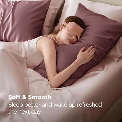 Bedsure Satin-Kissenbezug, Queen-Size, 2er-Pack, Seidenkissenbezügen ähnlich, seidige Kissenhüllen mit Hotelverschluss, Raumdeko, Valentinsgeschenke für Frauen und Männer, Grau, 50x75 cm