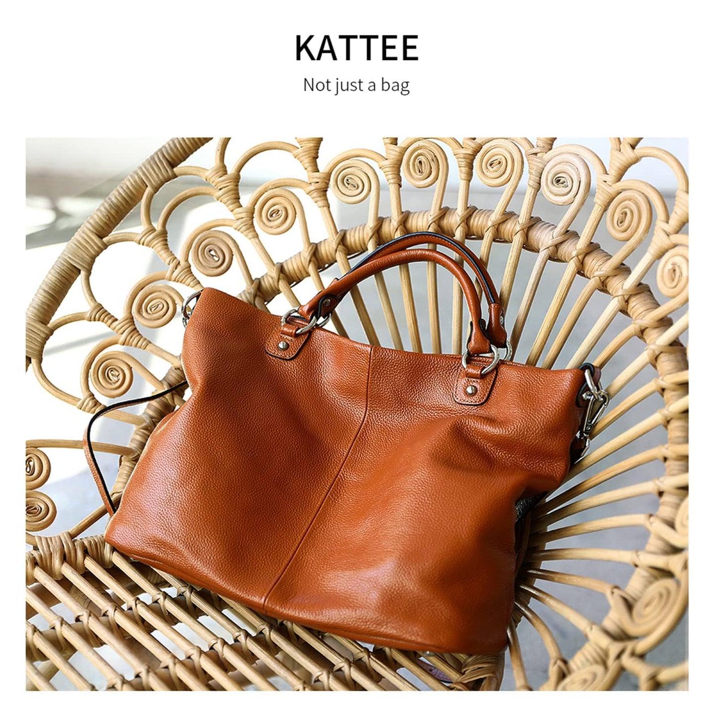 Kattee Damen Weiche Echtleder Tragetasche Schultertasche Handtasche