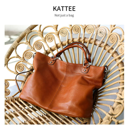Kattee Damen Weiche Echtleder Tragetasche Schultertasche Handtasche
