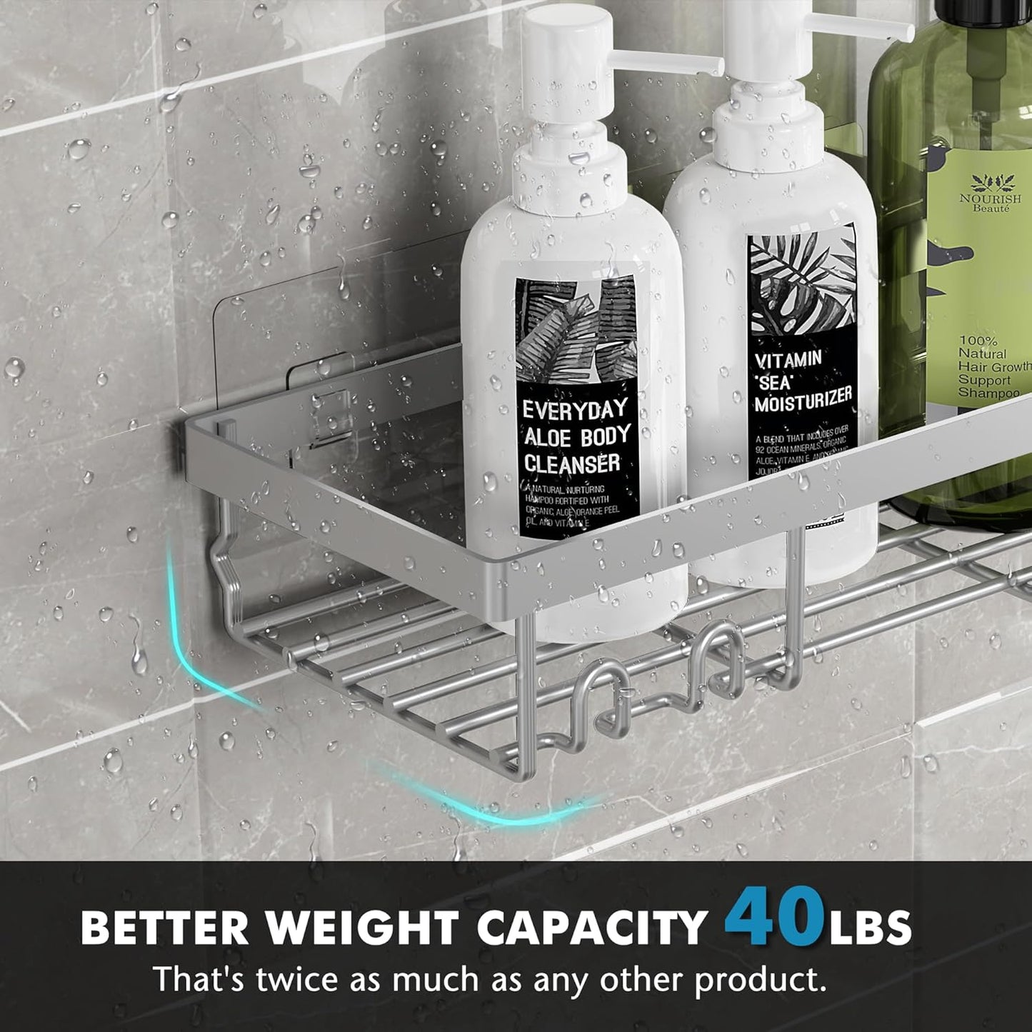 Moforoco Shower Caddy Shelf Organizer Rack, Self Adhesive Black Bathroom Shelves Basket, Home Farmhouse Wall Shower Inside Organization and Storage Decor Rv Accessories, First Apartment Essentials
