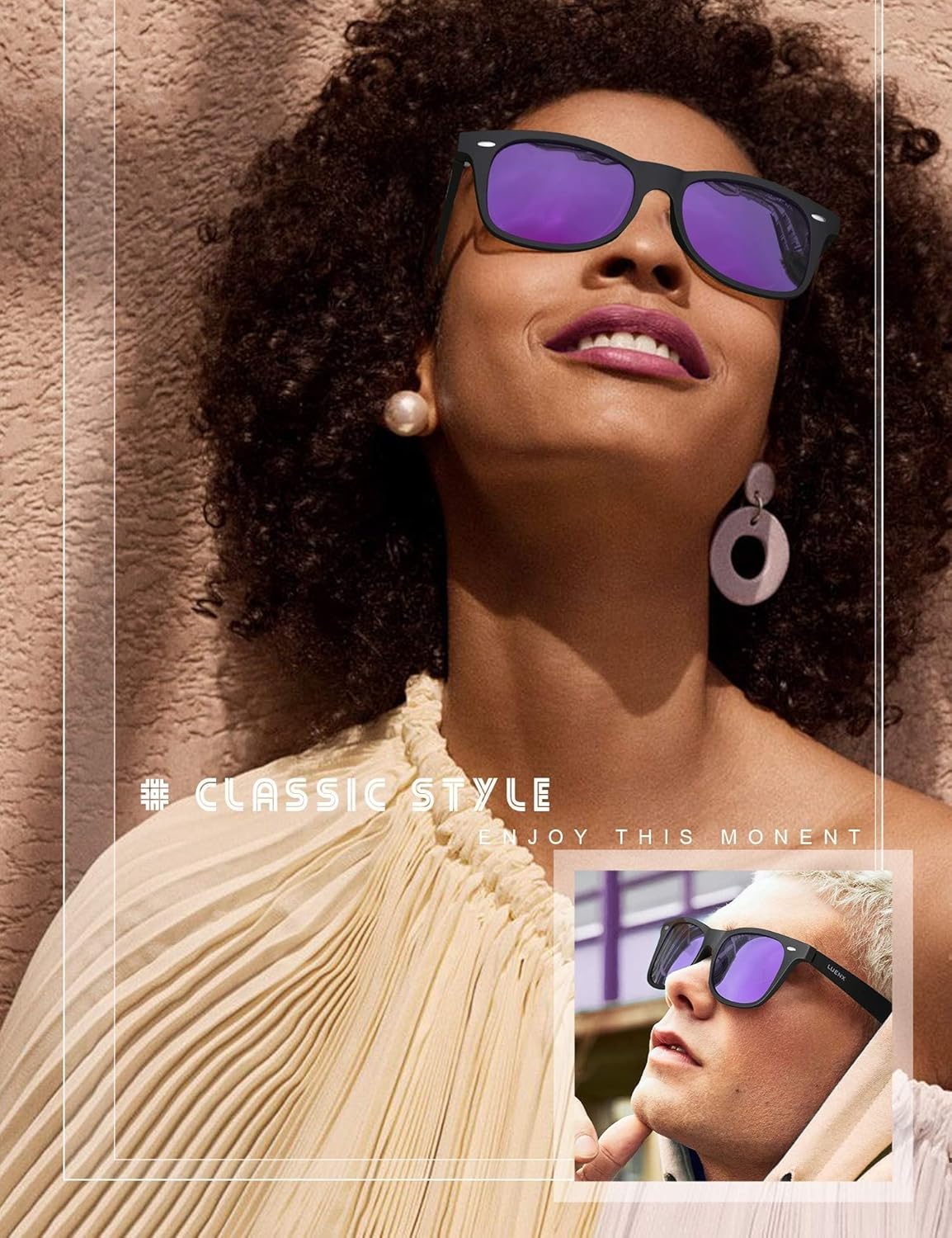 LUENX Polarisierte Sonnenbrillen für Herren und Damen, quadratische Fassung – UV-400-Schutz, 54 mm