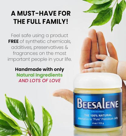Beeseline Original - 100% Natural & Hypoallergenic Alternative to Petroleum Jelly - Lips, Hands, Baby, Makeup Remover and More (4 oz)