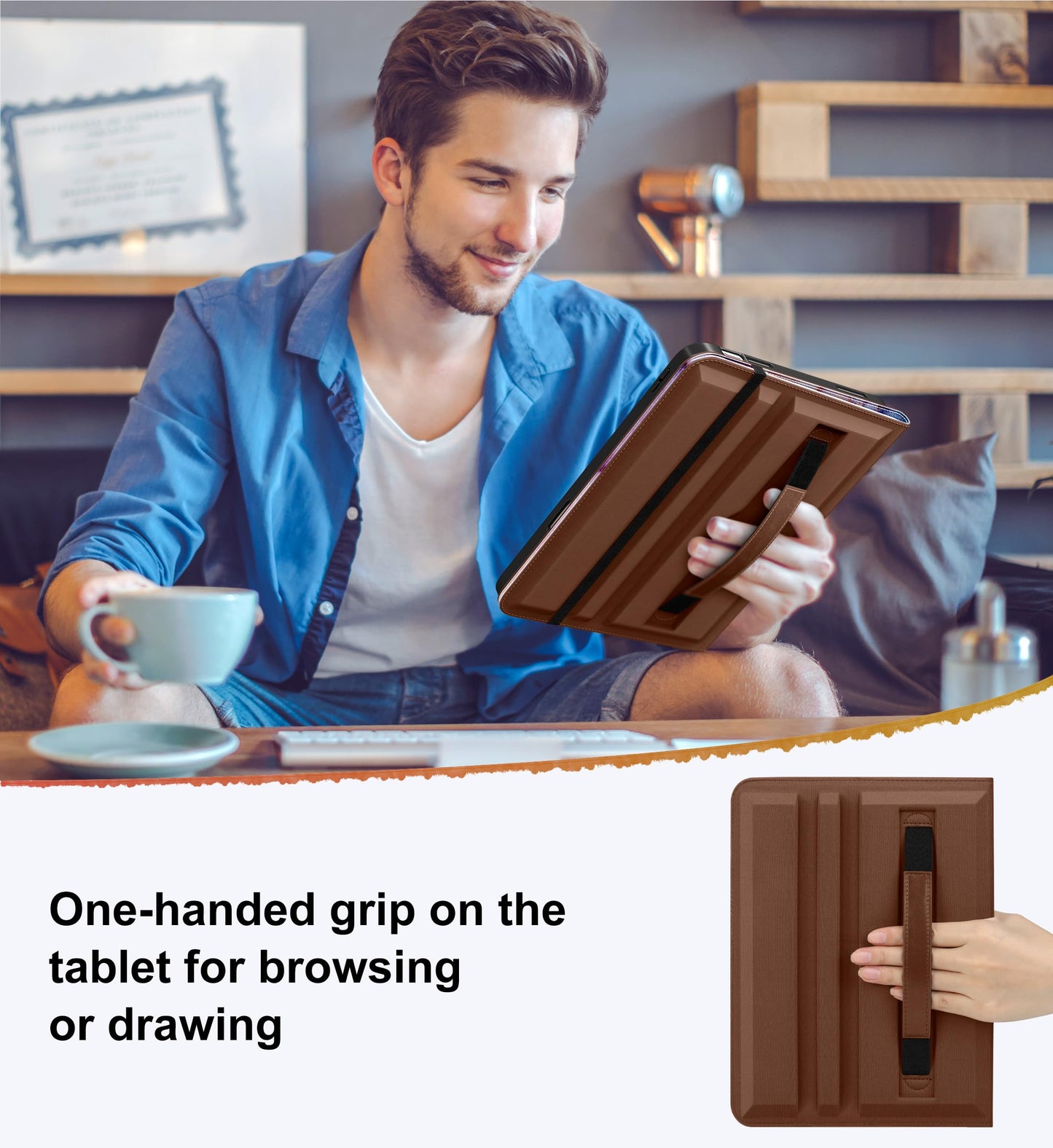 DTTO for iPad A16 Case, iPad 11th / 10th Generation Case (2025/2022), 360 Degree Rotating Premium Leather Folio Stand Cover with Pencil Holder, Brown