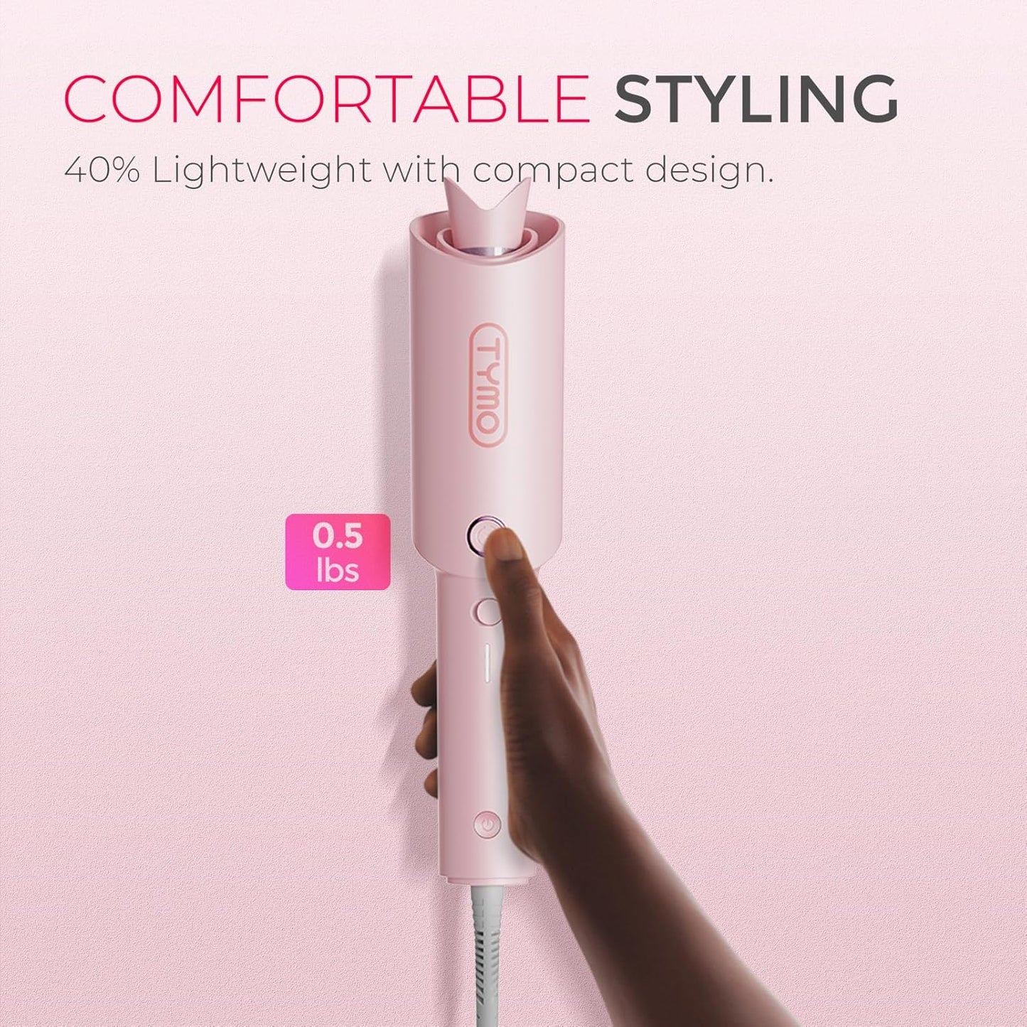 TYMO CURLPRO Automatic Rotating Curling Iron - Beach Waves Curling Wand, Portable Hair Curler, 500 Million Ionic, Dual Voltage & Lightweight for Travel, Ceramic Coating, Metallic Gray 1 inch