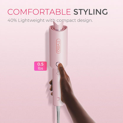 TYMO CURLPRO Automatic Rotating Curling Iron - Beach Waves Curling Wand, Portable Hair Curler, 500 Million Ionic, Dual Voltage & Lightweight for Travel, Ceramic Coating, Metallic Gray 1 inch
