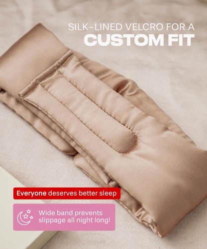 SUNDAYSILKS™ Exclusive Mulberry Silk Sleep Mask | Soft Eye Covers, Blackout Sleeping Mask for Women & Men | Silk Eye Mask for Sleep, Travel, and Relaxation | Antifaz para Dormir [Nude Champagne]