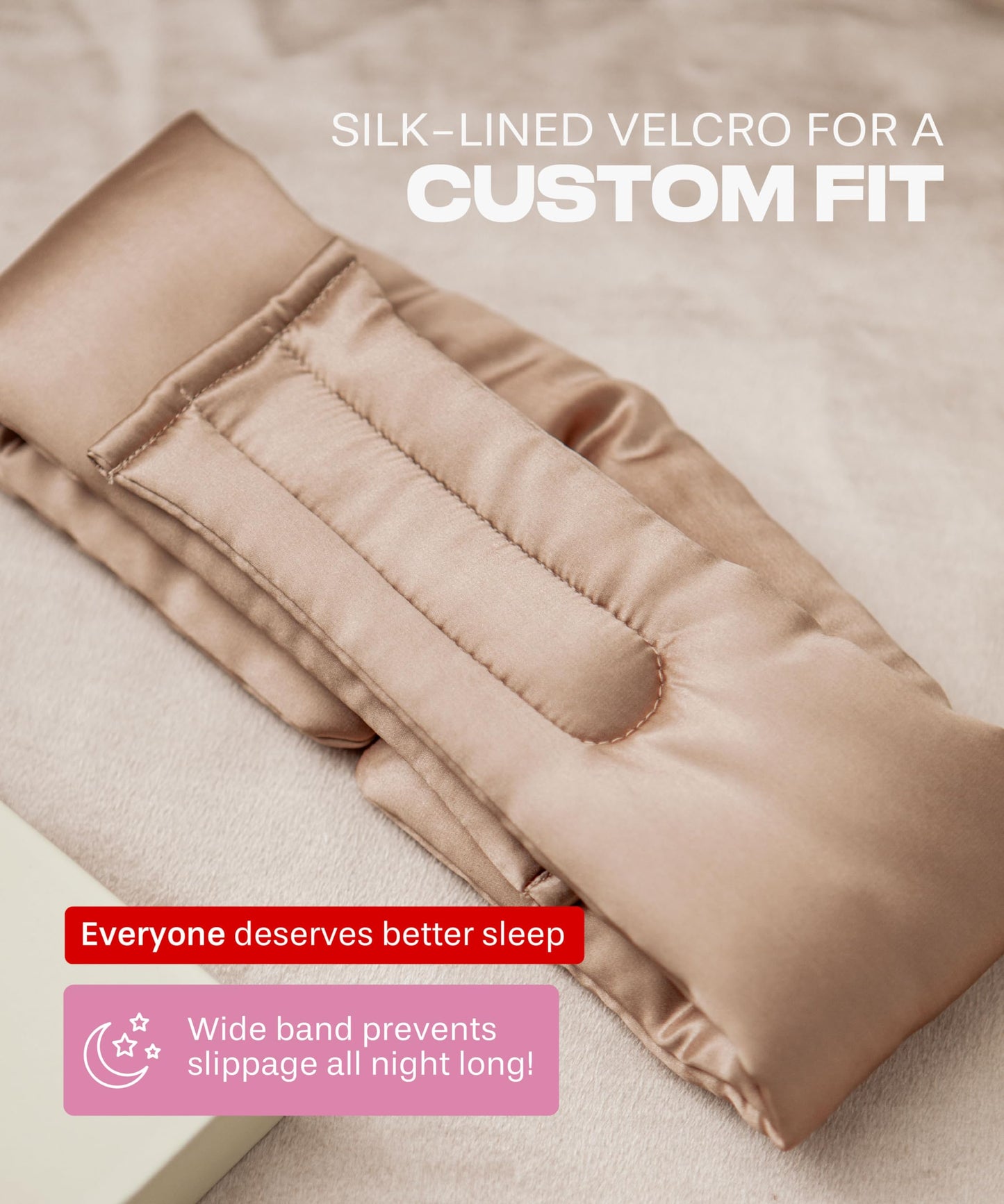 SUNDAYSILKS™ Exclusive Mulberry Silk Sleep Mask | Soft Eye Covers, Blackout Sleeping Mask for Women & Men | Silk Eye Mask for Sleep, Travel, and Relaxation | Antifaz para Dormir [Nude Champagne]