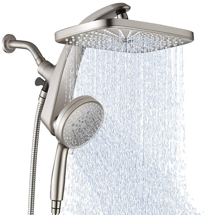 BOZYBO Rain Shower Head with Handheld: High Pressure Shower Heads with Handheld Spray Combo, 12" Rainfall Shower Head and 9 Sprays Hand Showerheads with Magnetic Docking and Power Jets, Chrome