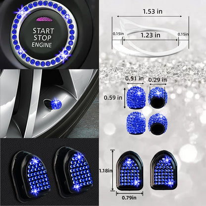 NBTEPEM 27-Piece Bling Car Accessories Set - Universal Fit Steering Wheel Covers, License Plate Frames, Phone Holder, Car Fast Charger, Coasters (Pink)